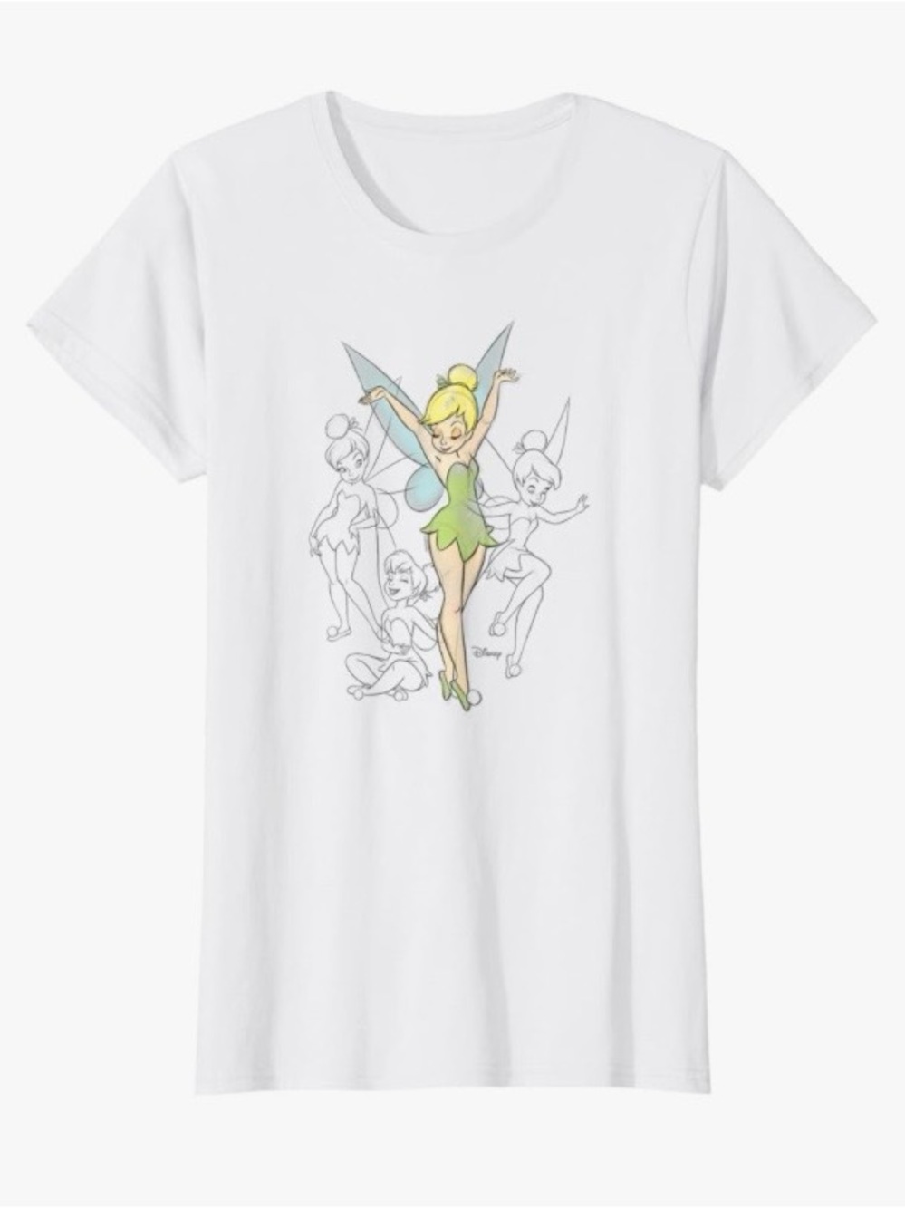 NWOT-Disney Tinker Bell Graphic T-Shirt Womenโs XL White Short Sleeve